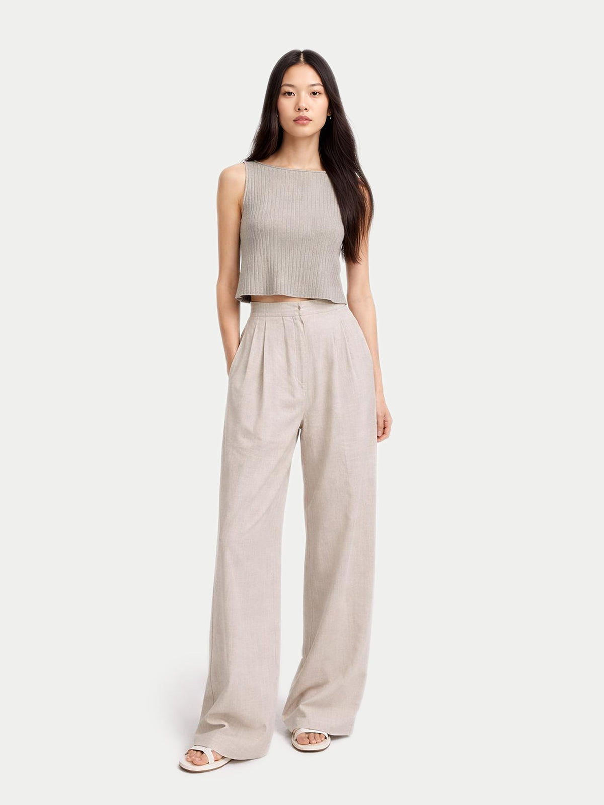 Cashmere Crop Top — Steel Silver