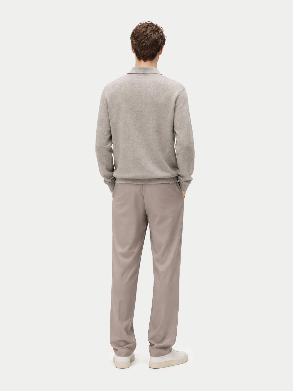 Essential Cashmere Polo Sweater — Steel Silver