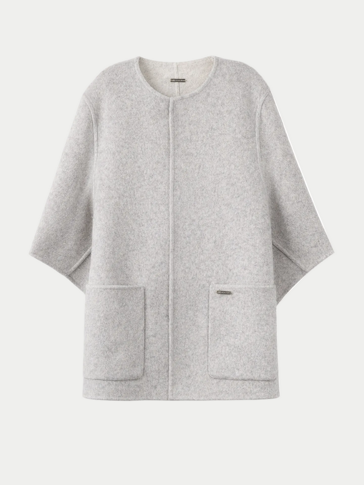 Patch Pocket Cashmere Poncho Jacket — Steel Silver