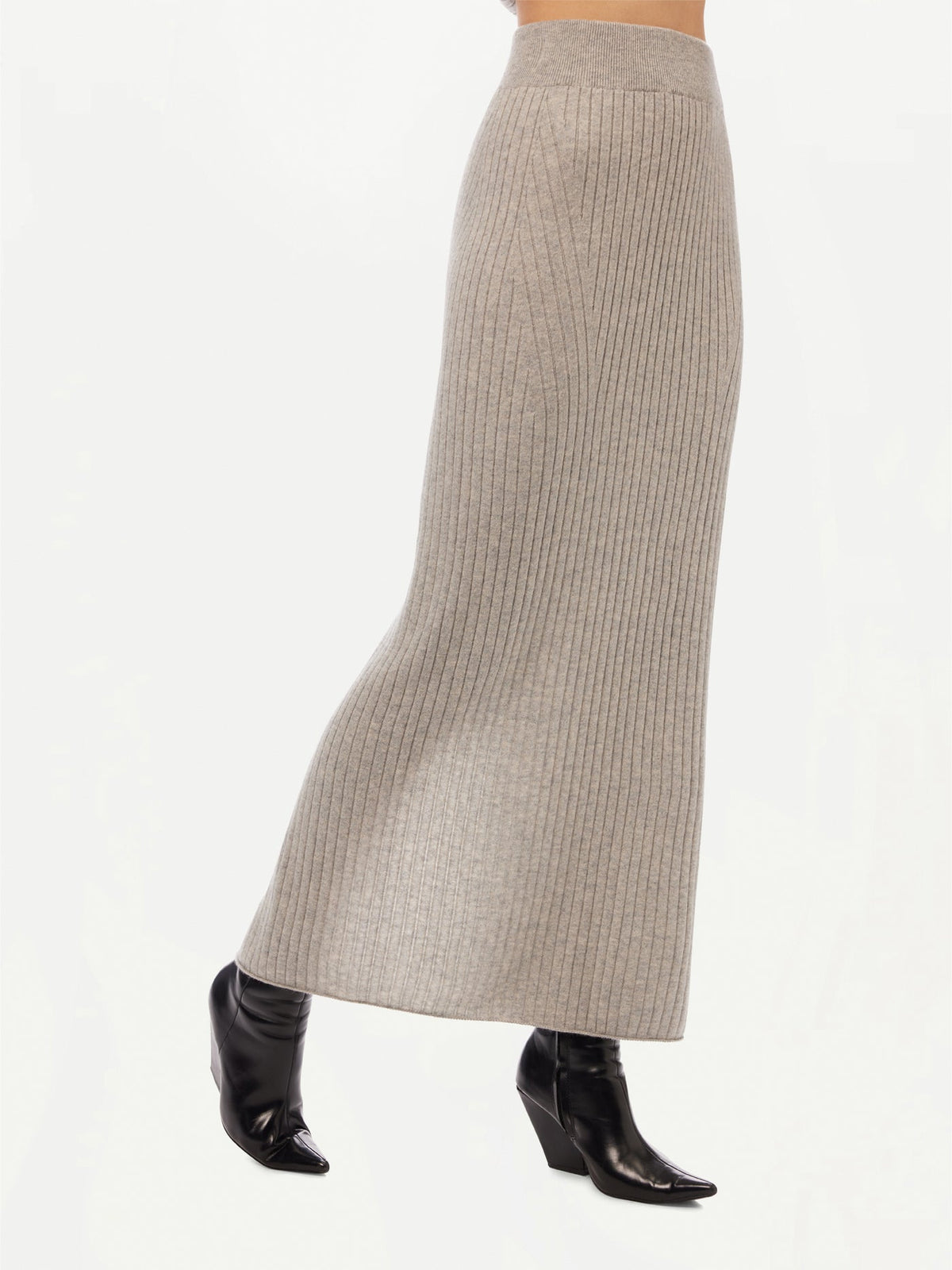 Cashmere Midi Skirt — Steel Silver