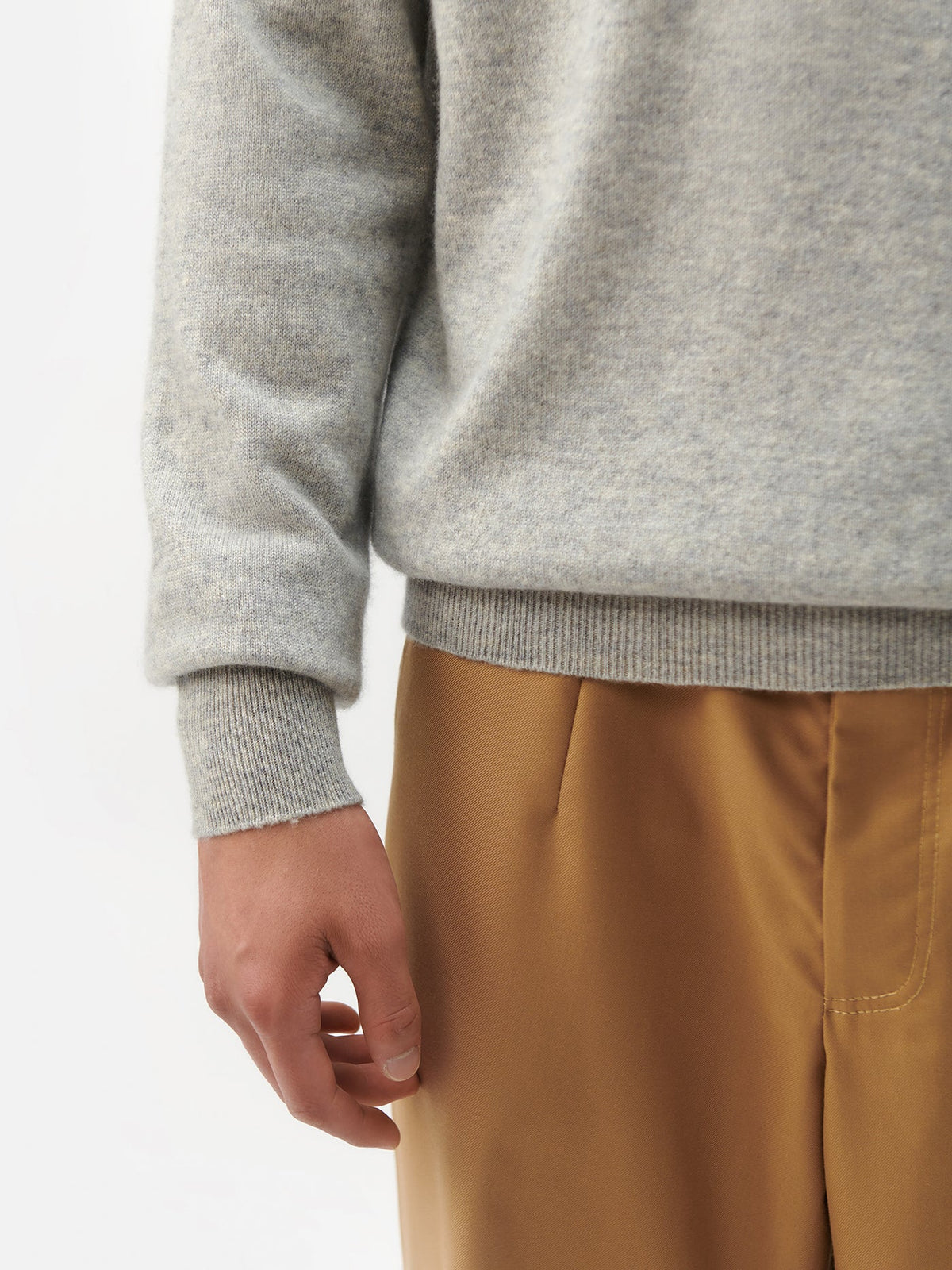 Essential Organic Mock Neck Cashmere Sweater — Steel Silver