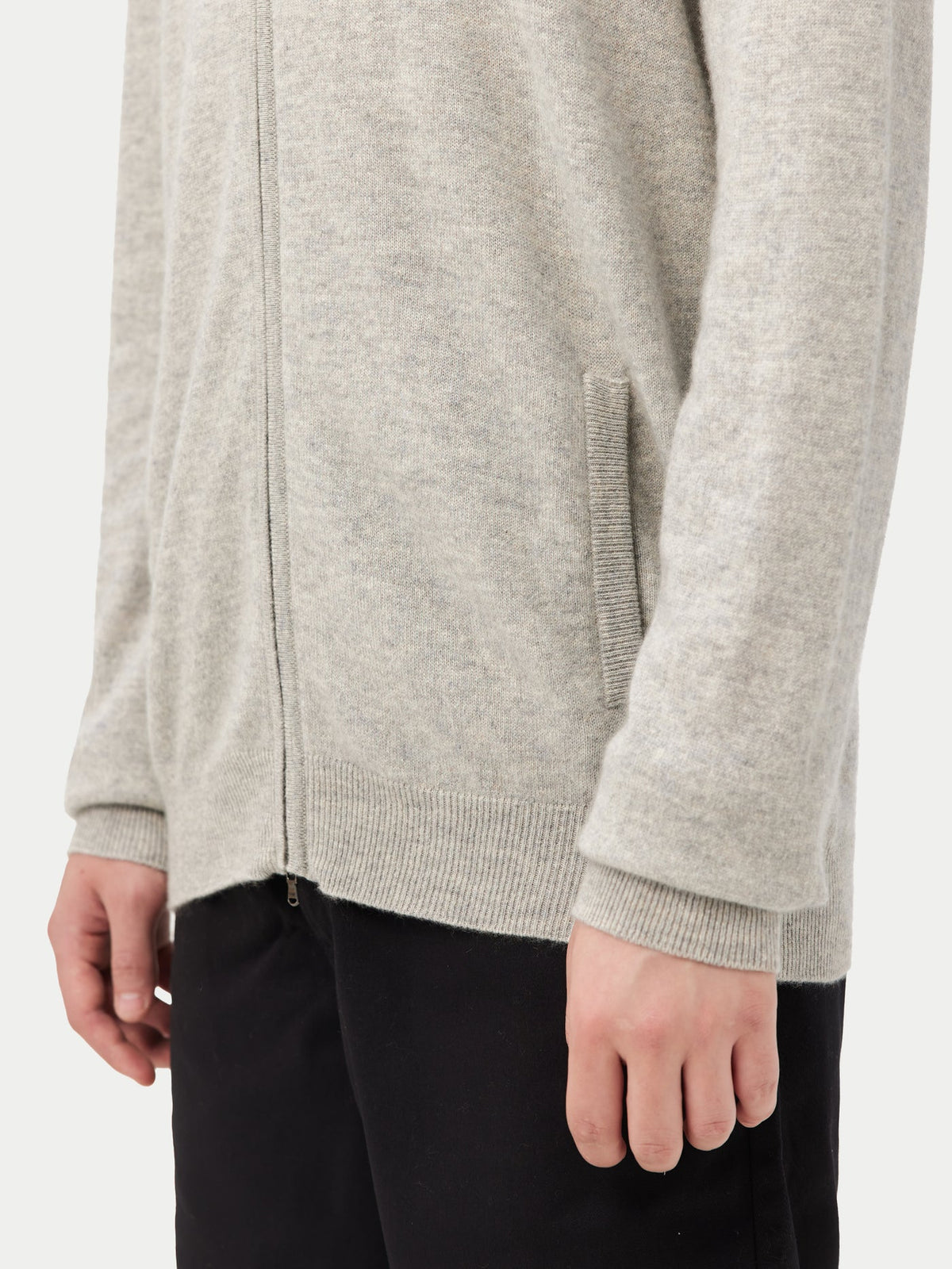 Essential Full-zip Cashmere Cardigan — Steel Silver