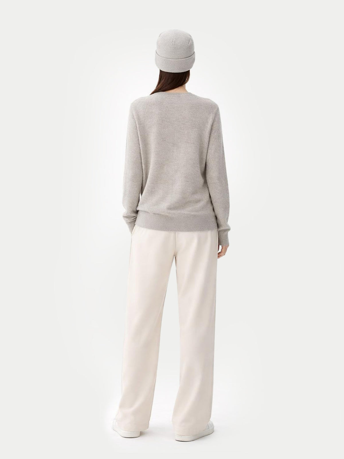 Cashmere Hat & Sweater Set — Steel Silver