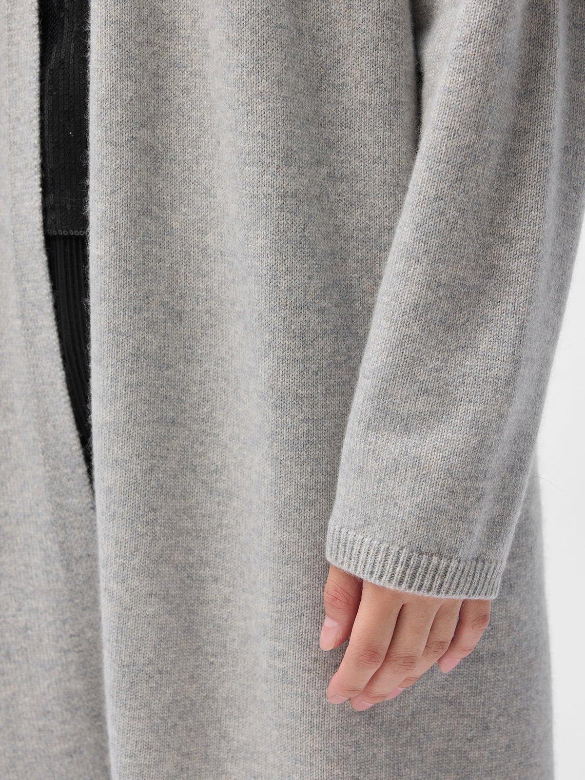 Long Maternity Cashmere Robe — Steel Silver