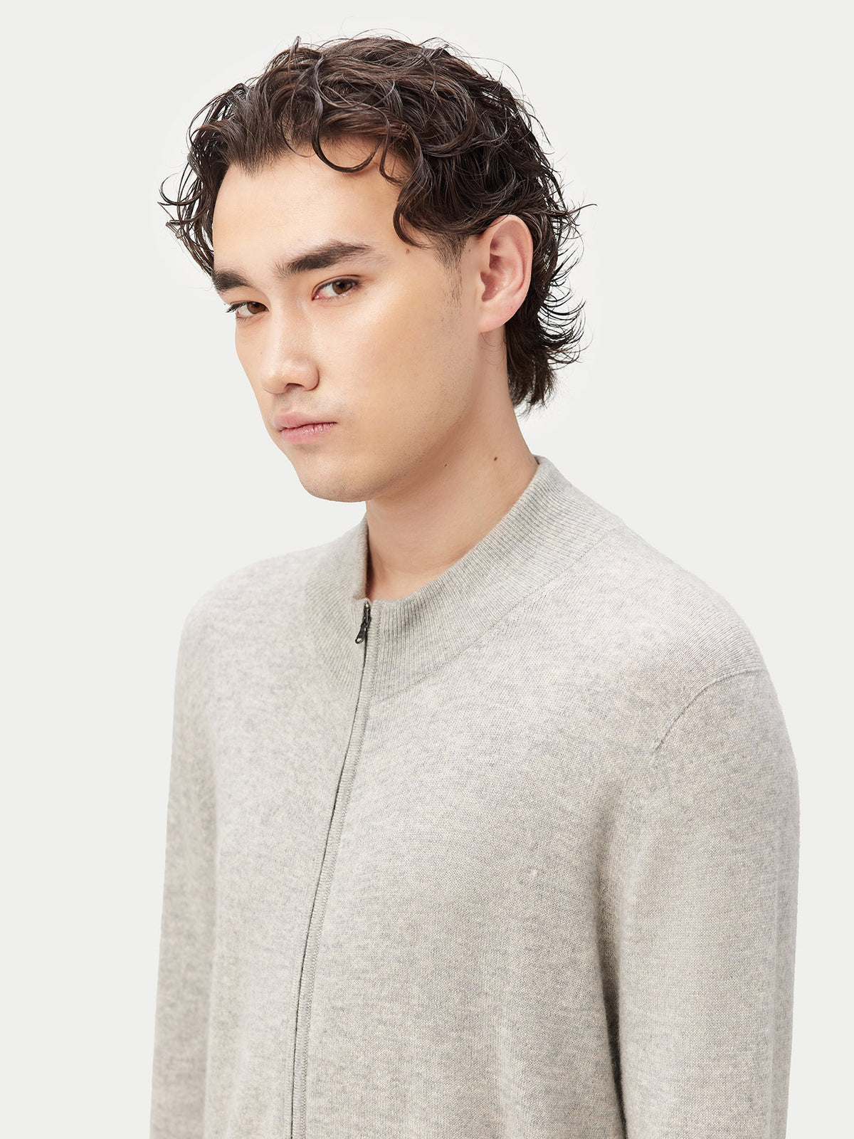 Essential Full-zip Cashmere Cardigan — Steel Silver
