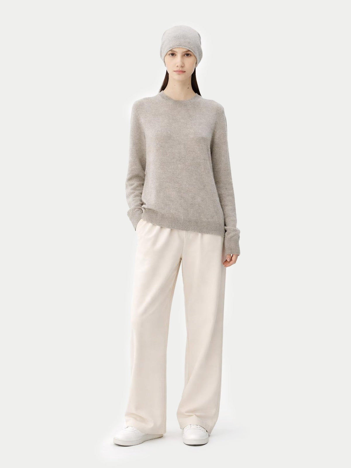 Cashmere Hat & Sweater Set — Steel Silver