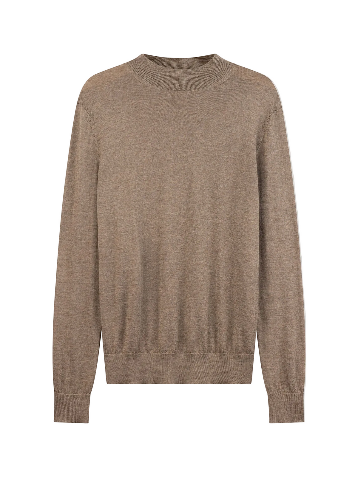 Men Cashmere Silk High Neck Sweater — Stone Taupe