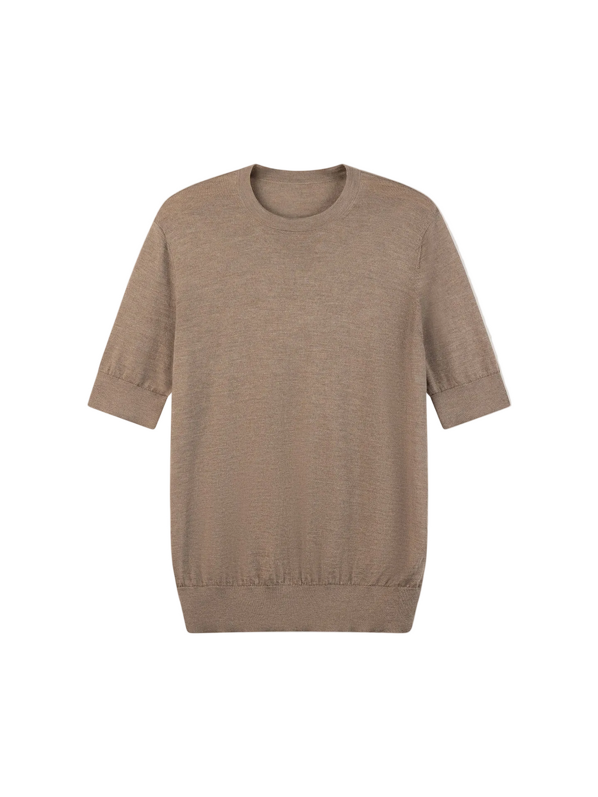Silk Cashmere Crew Neck T-shirt — Stone Taupe
