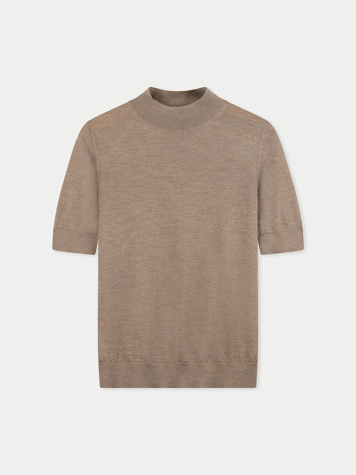 Cashmere Silk Shirt With High Neck — Stone Taupe