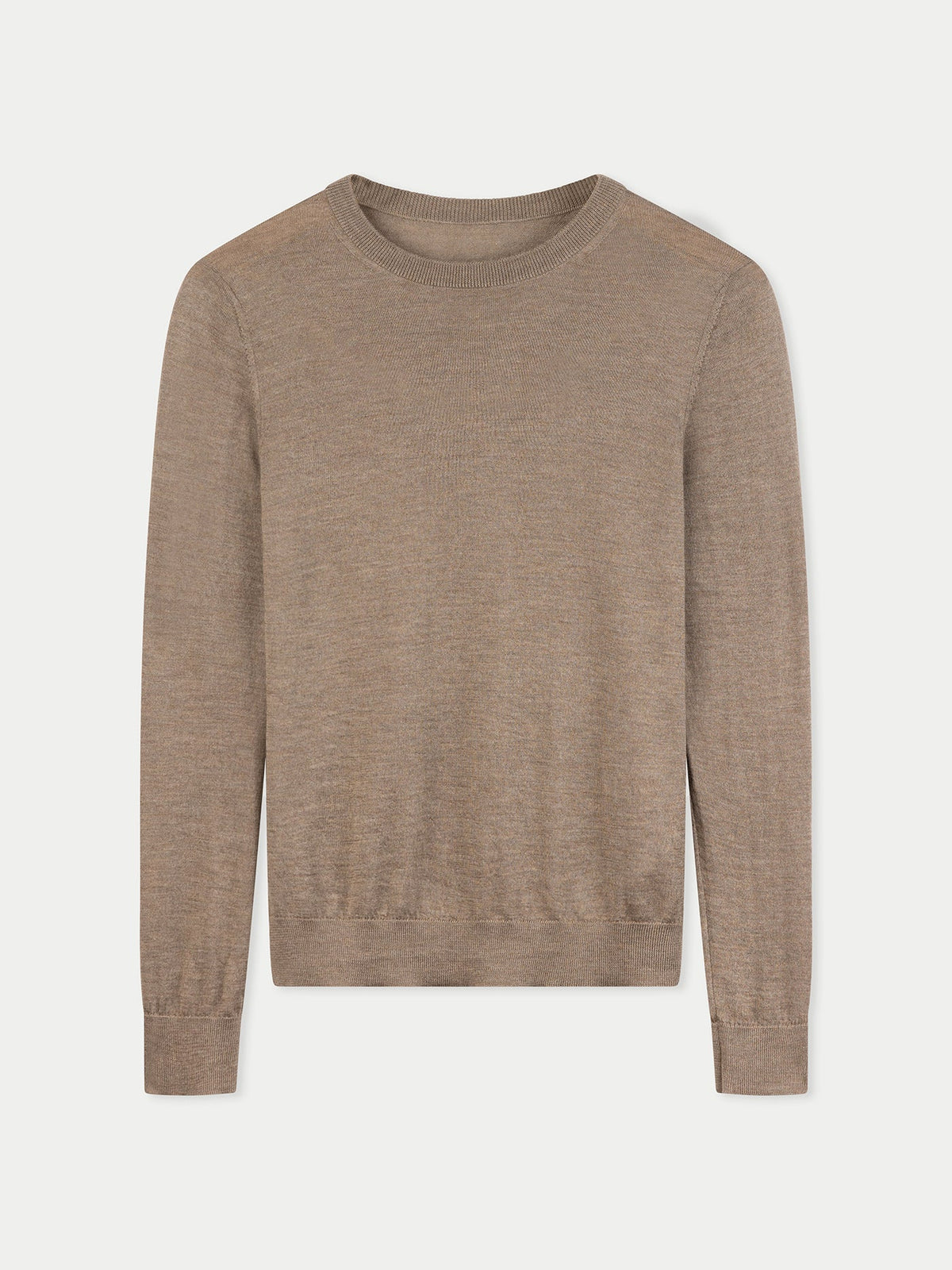 Women C-neck Cashmere Sweater — Stone Taupe