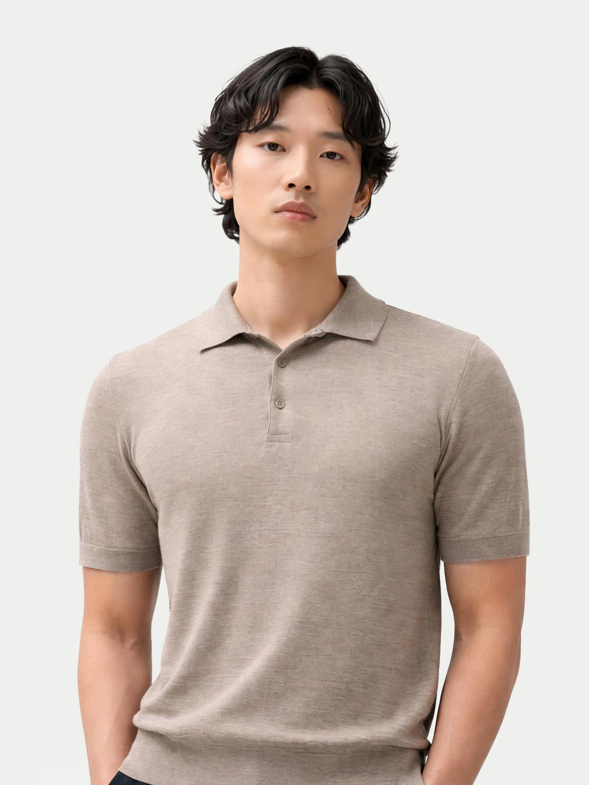 Men Classic Polo Shirt With Short Sleeve — Stone Taupe