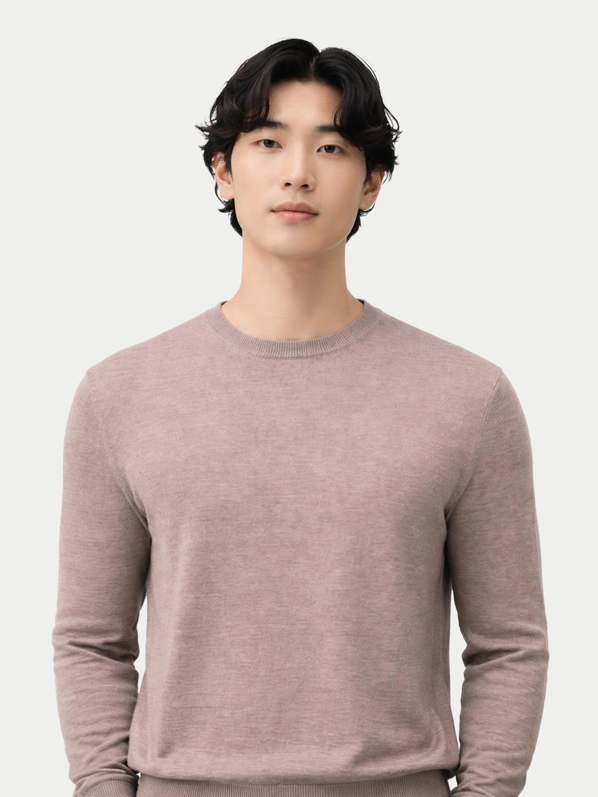Cashmere Silk C-neck Sweater — Stone Taupe