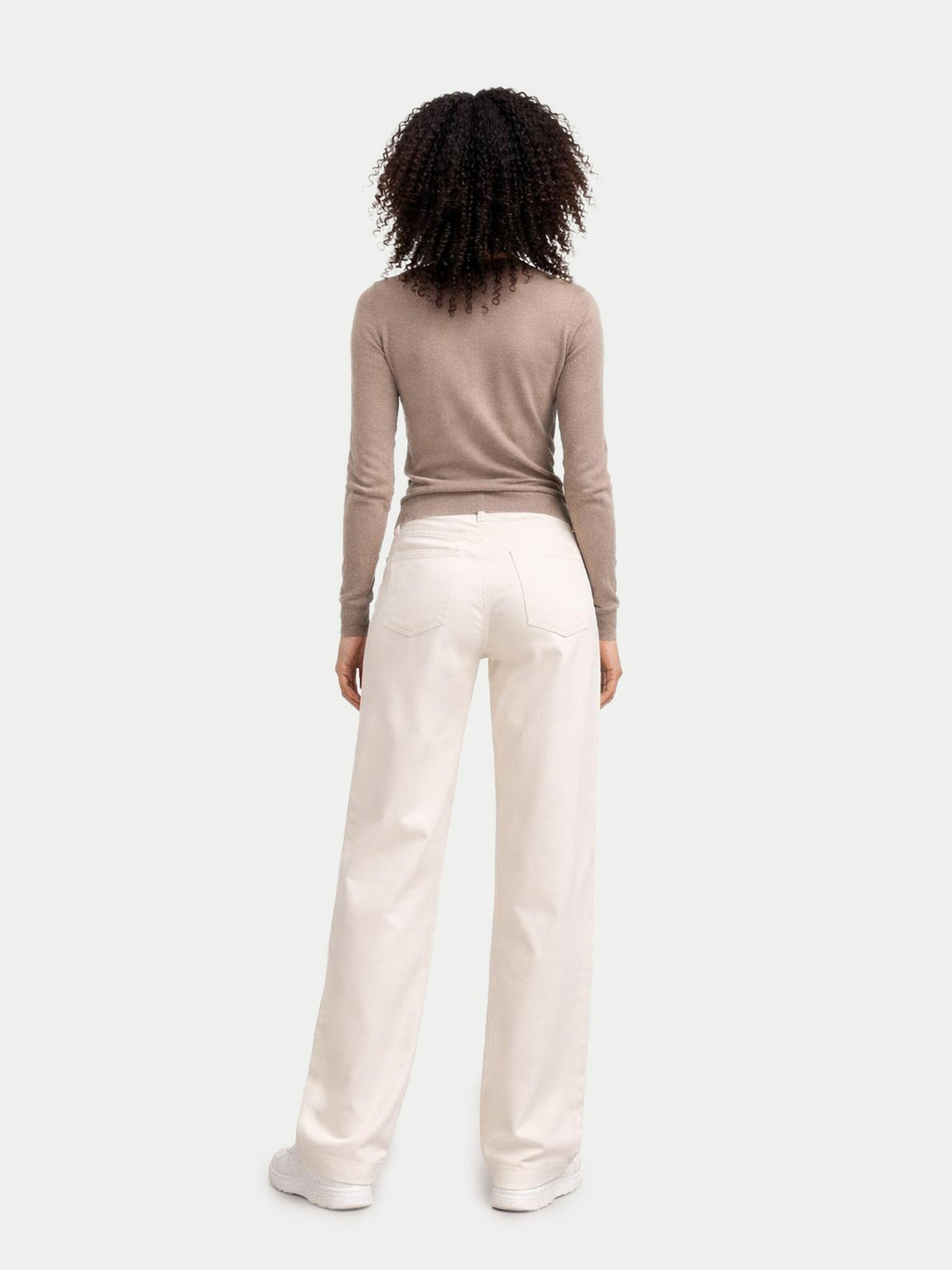 Women C-neck Cashmere Sweater — Stone Taupe