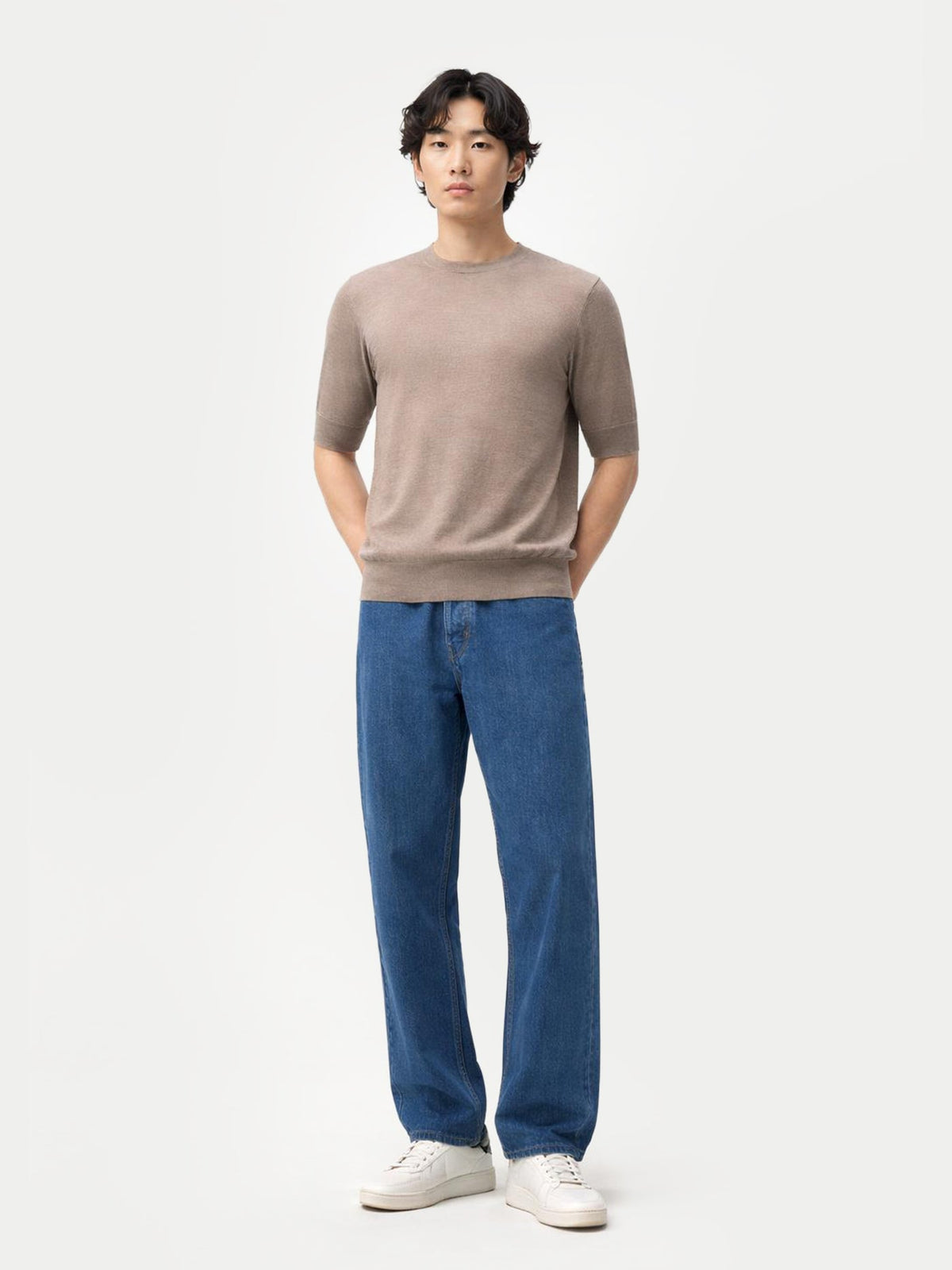 Silk Cashmere Crew Neck T-shirt — Stone Taupe