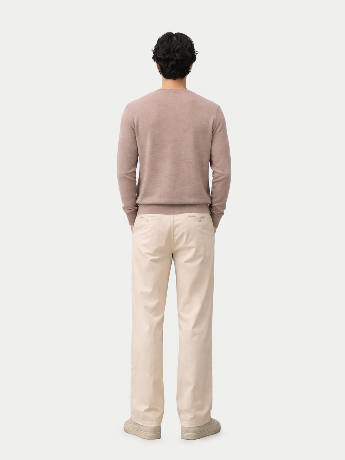Cashmere Silk C-neck Sweater — Stone Taupe