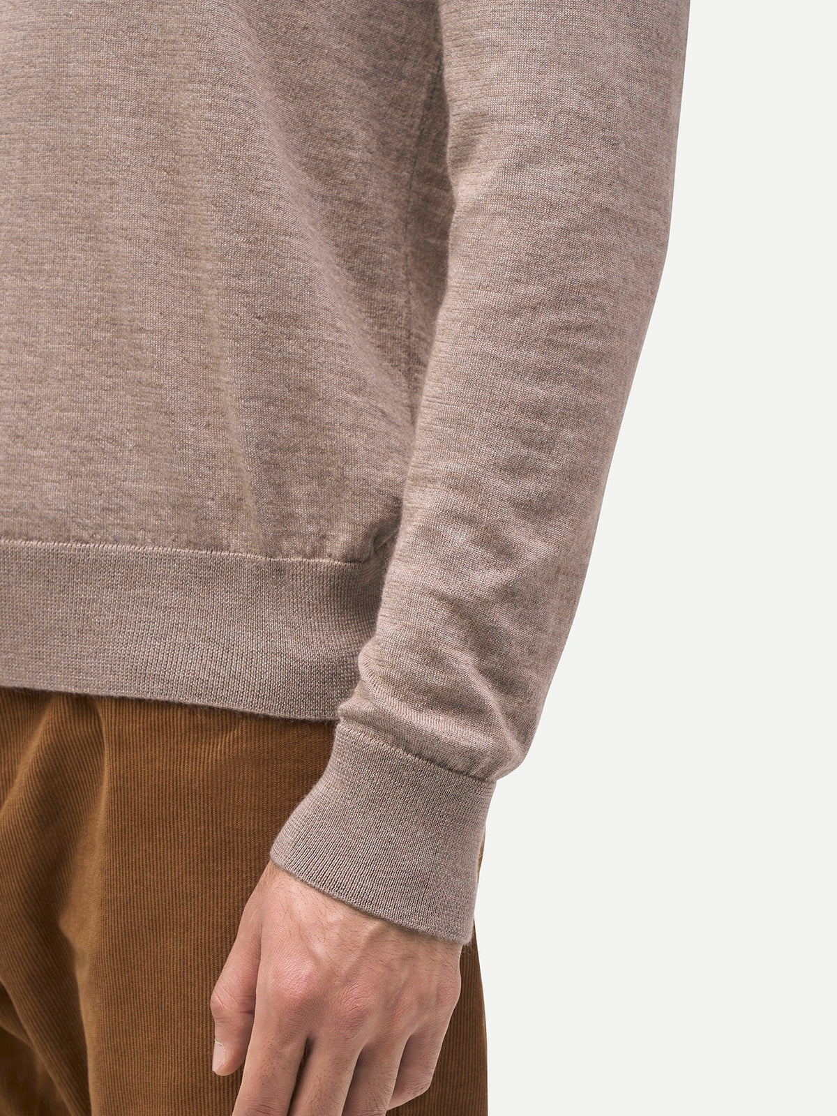 Cashmere Silk C-neck Sweater — Stone Taupe