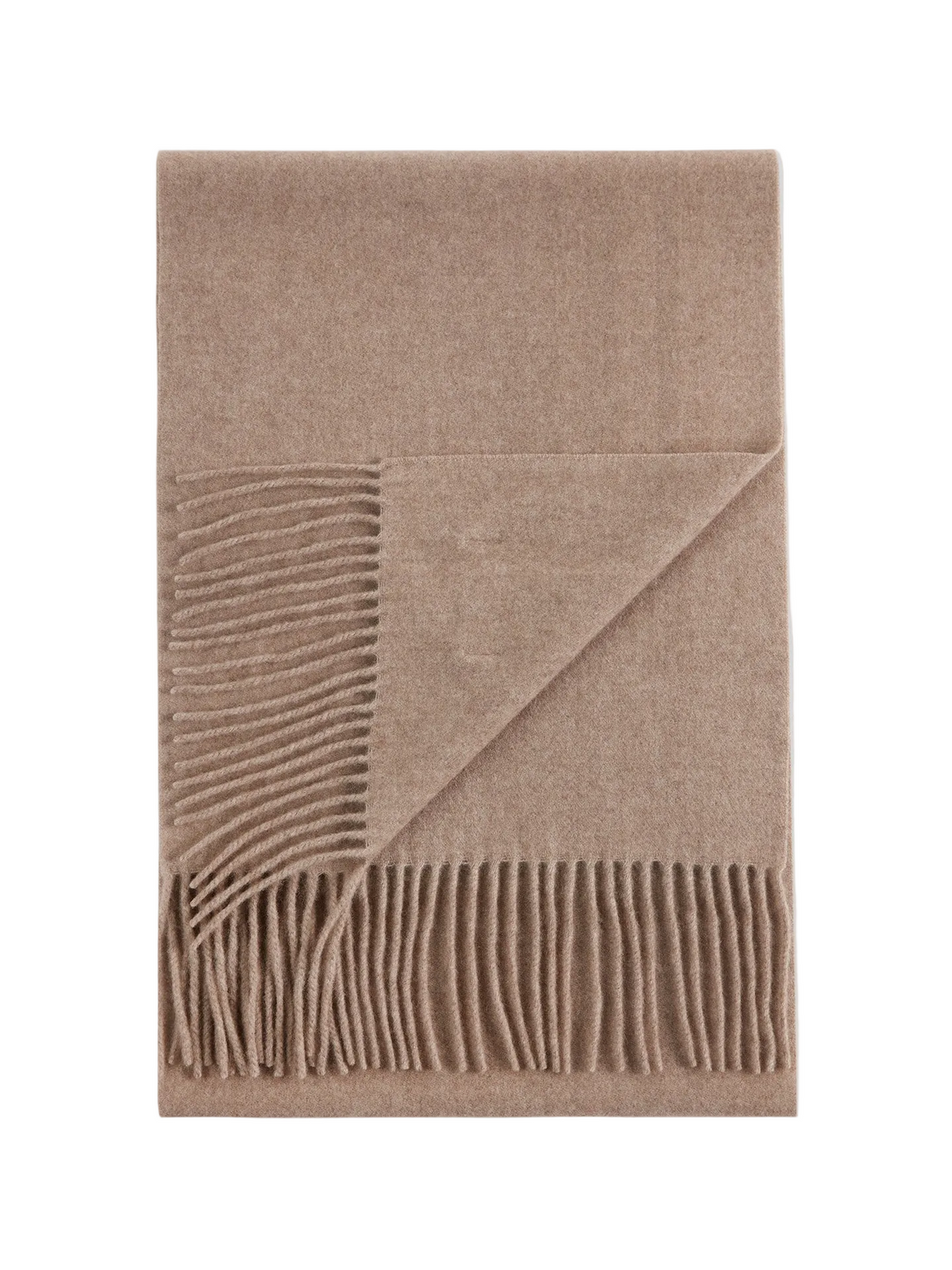 Cashmere Fringed Scarf — Taupe