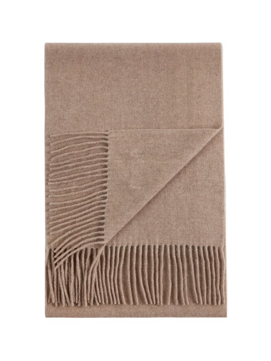 Cashmere Fringed Scarf — Taupe