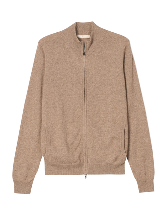 Essential Full-zip Cashmere Cardigan — Taupe