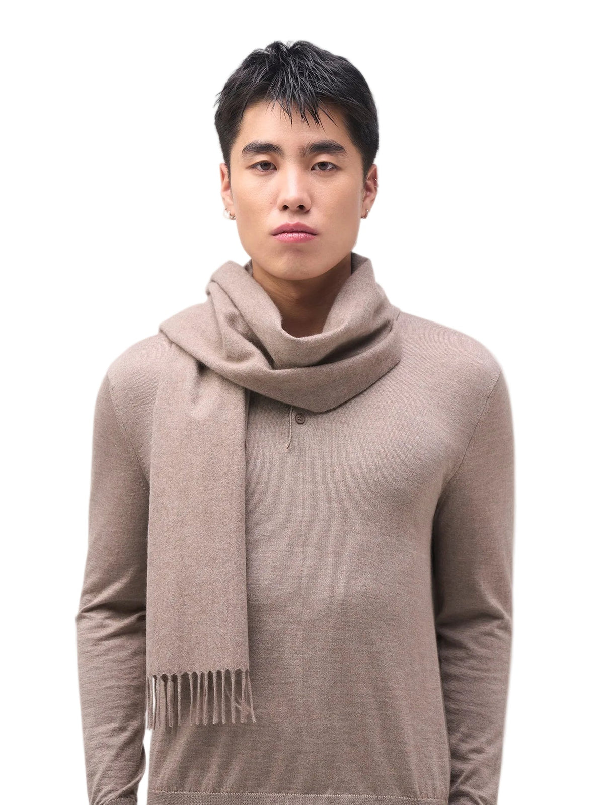 Cashmere Woven Scarf — Taupe