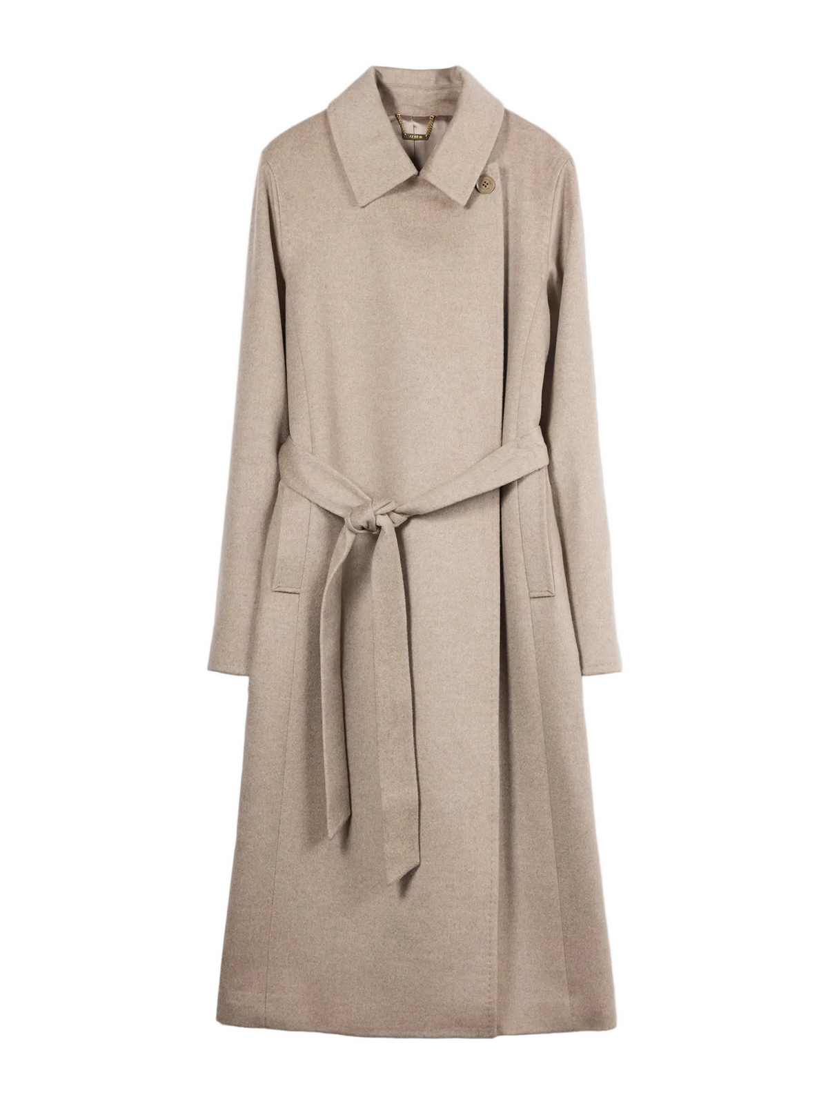 Cashmere Wrap Coat With Belt — Taupe