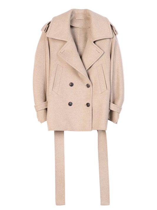 Trench-style Cashmere Peacoat — Taupe
