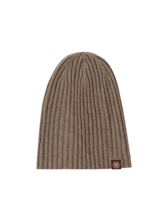 Cashmere Rib Knit Hat — Taupe