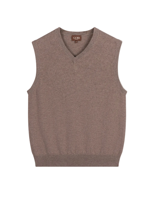 Timeless V-neck Cashmere Vest — Taupe