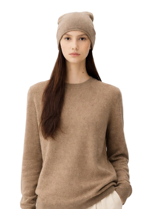 Cashmere Hat & Sweater Set — Taupe