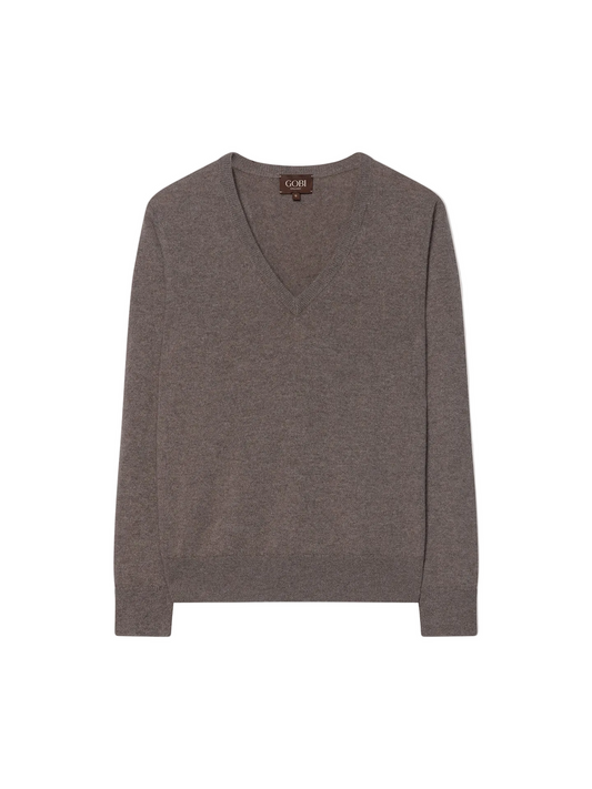 Timeless Cashmere V-neck Sweater — Taupe