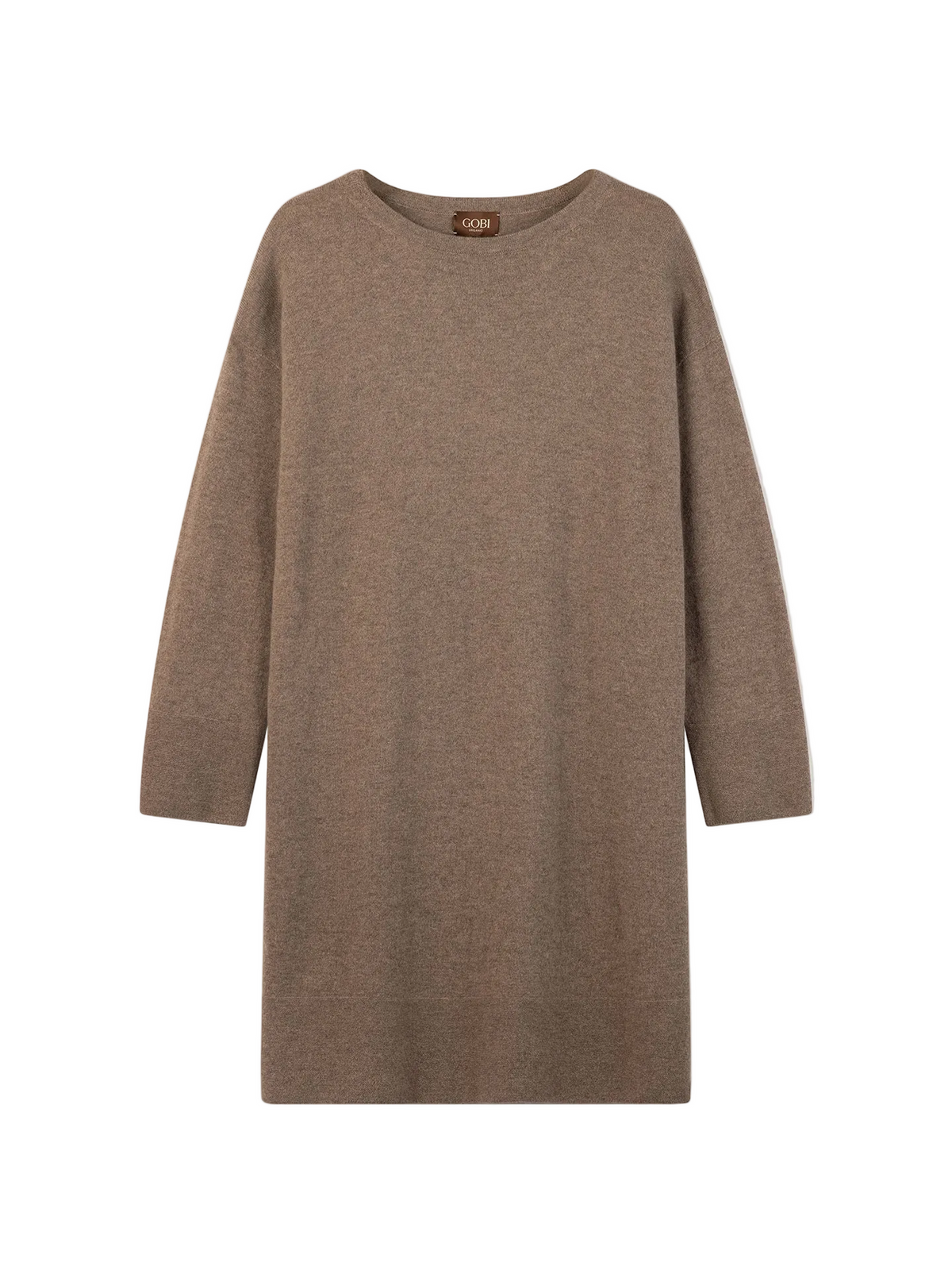 Seamless Crewneck Cashmere Dress — Taupe