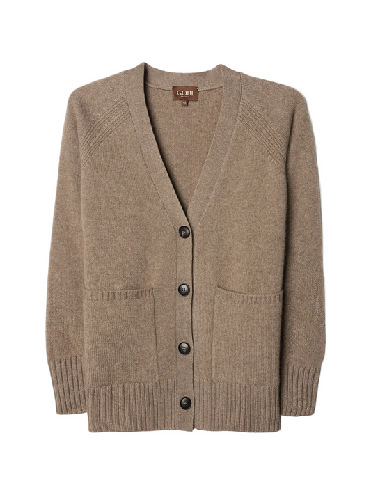 Relaxed-fit Cashmere Cardigan — Taupe