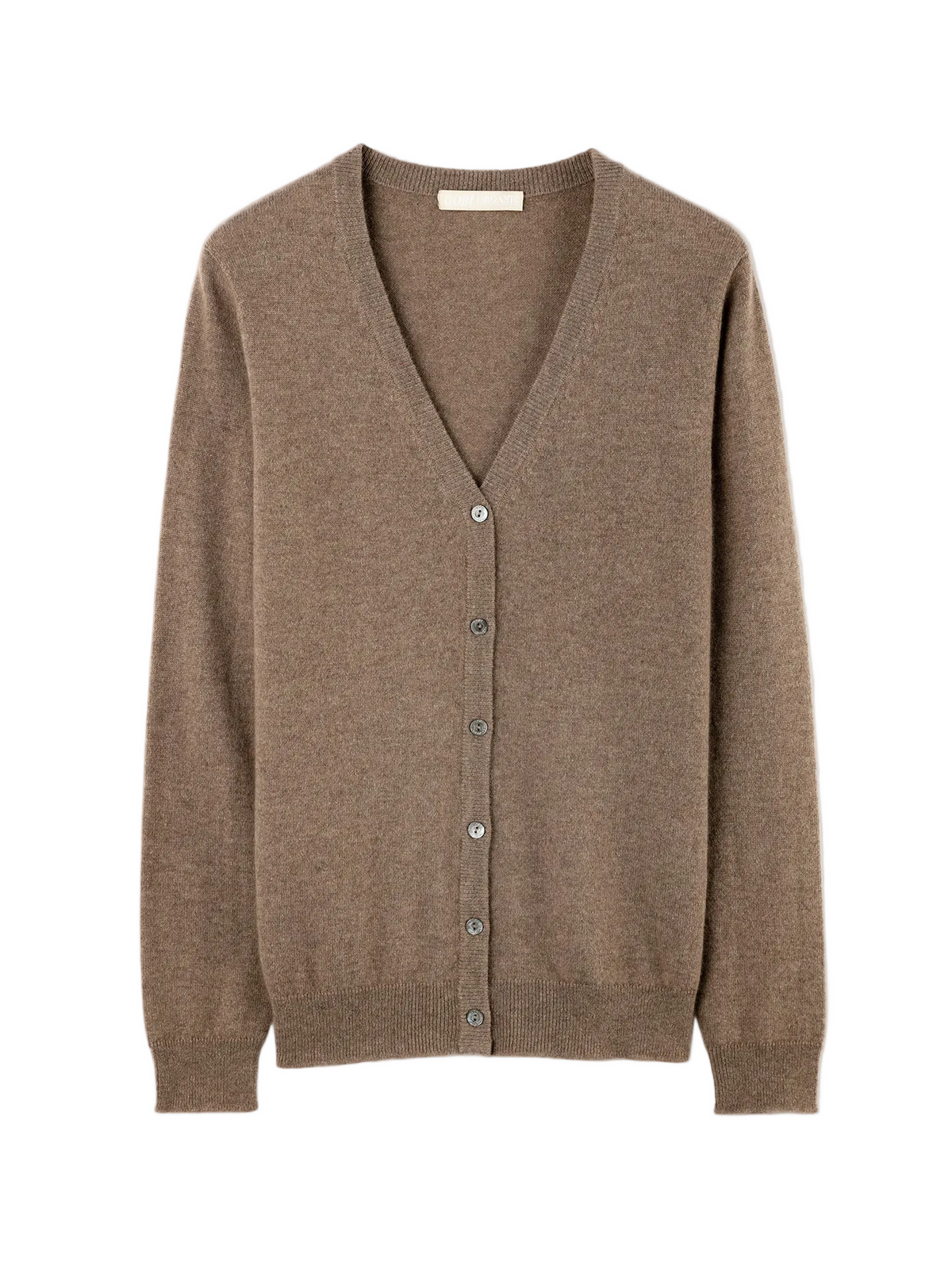 Essential Cashmere V-neck Cardigan — Taupe