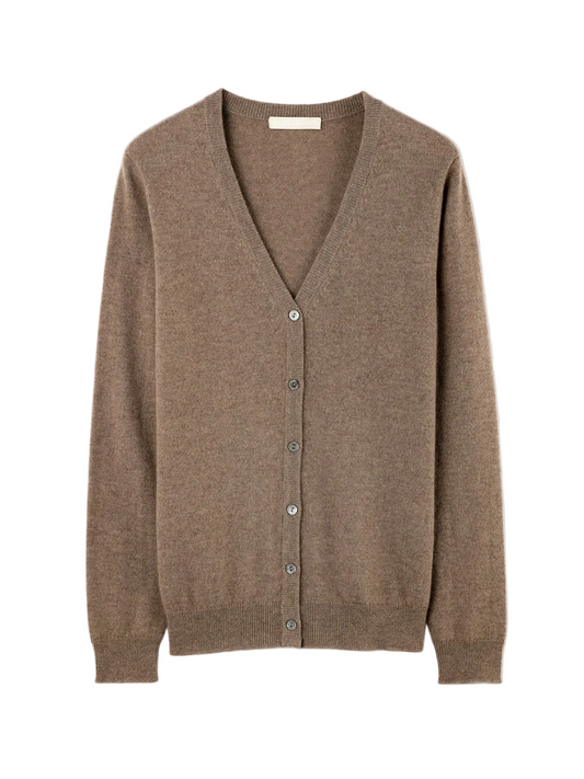 Essential Cashmere V-neck Cardigan — Taupe