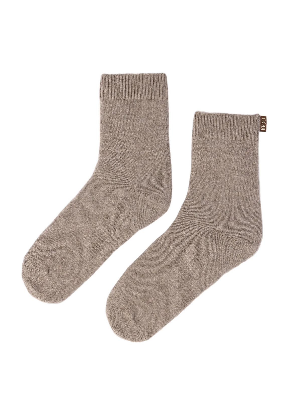 Unisex Cashmere Rib Knit Bed Socks — Taupe