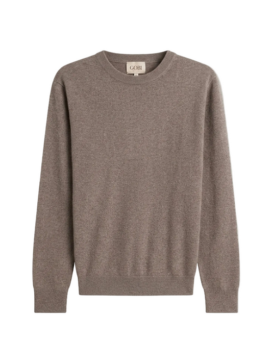 Timeless Crewneck Cashmere Sweater — Taupe