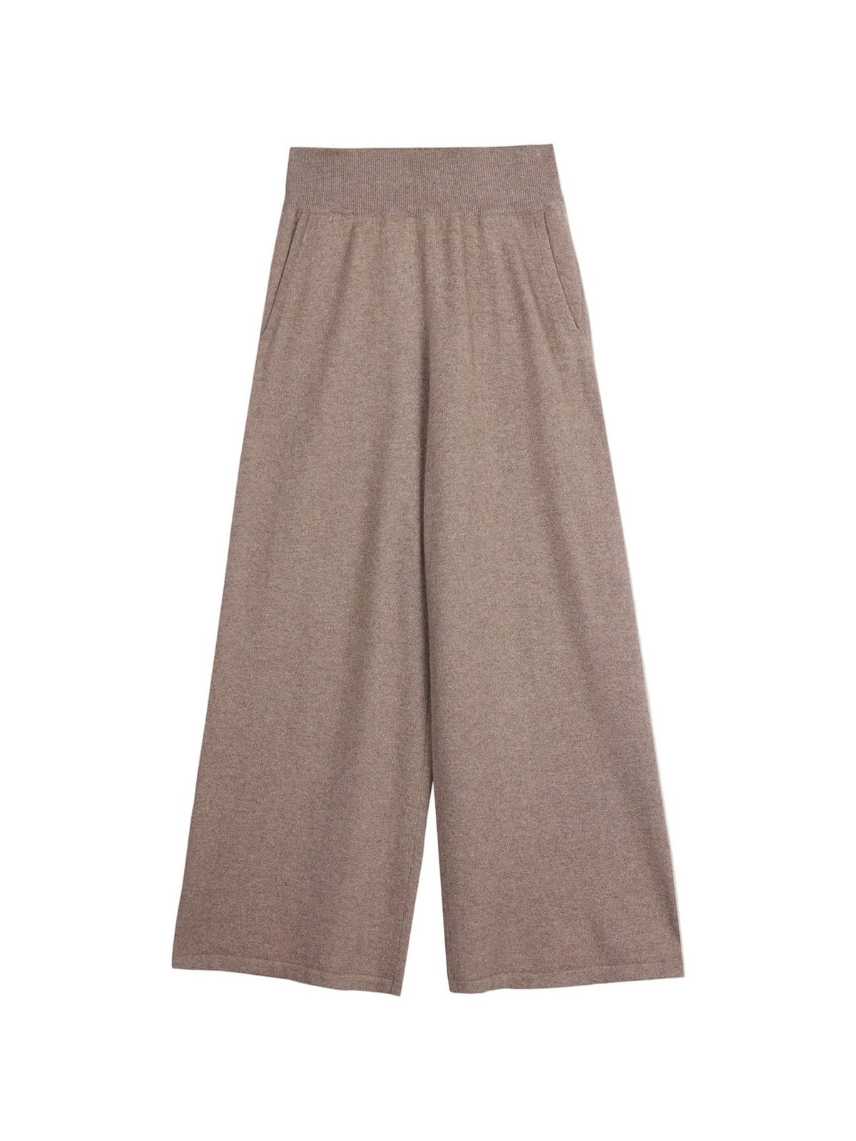 Wide-leg Cashmere Pants — Taupe
