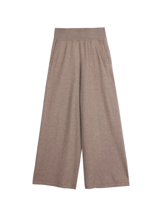 Wide-leg Cashmere Pants — Taupe
