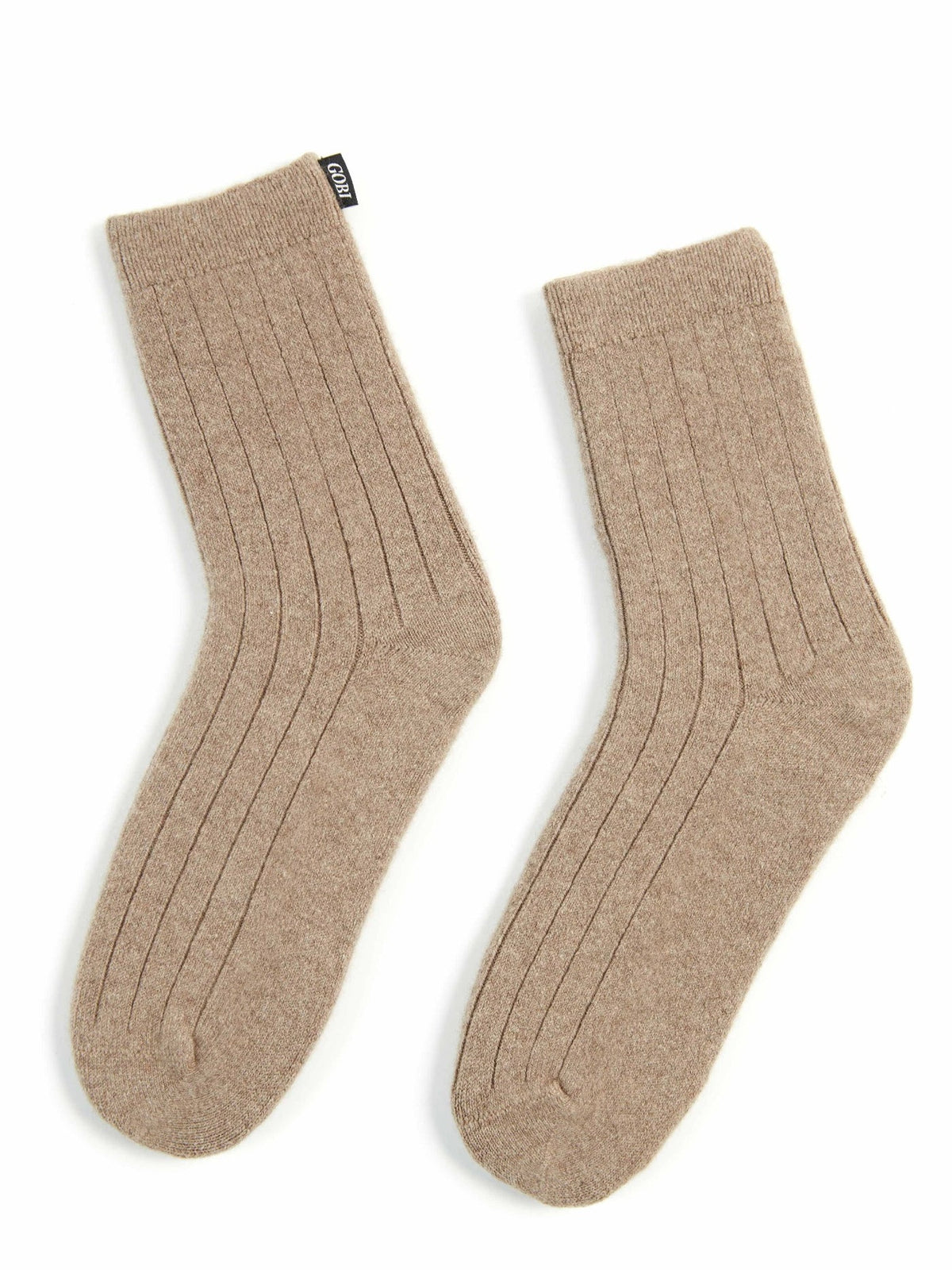 Unisex Cashmere Trim Knit Bed Socks — Taupe