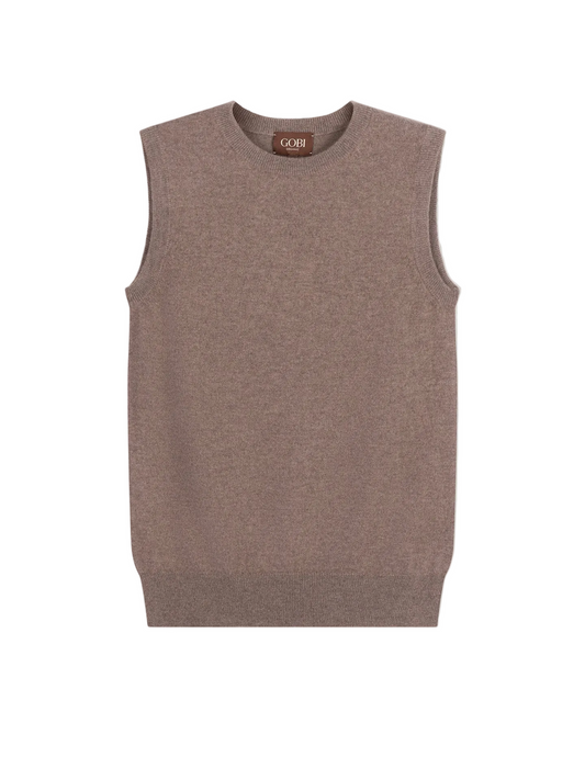 Timeless Cashmere Crewneck Vest — Taupe