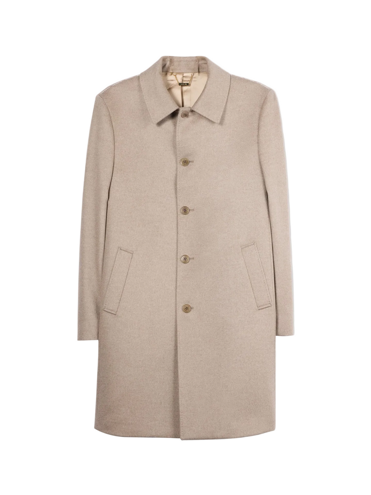 Men's Single-breasted Cashmere Coat — Taupe