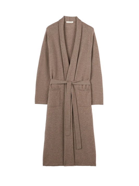 Natural Color Long Cashmere Robe — Taupe
