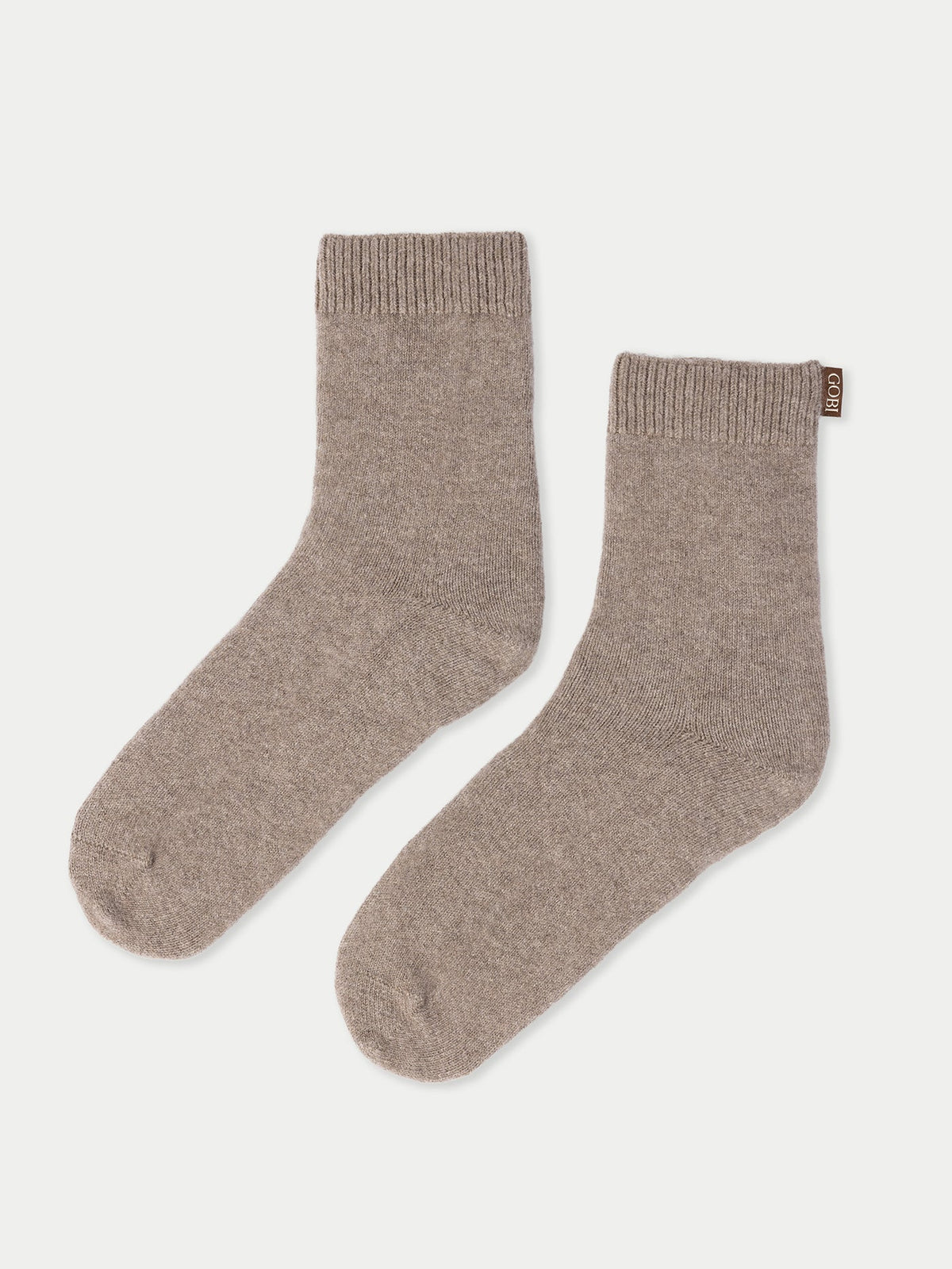 Unisex Cashmere Rib Knit Bed Socks — Taupe