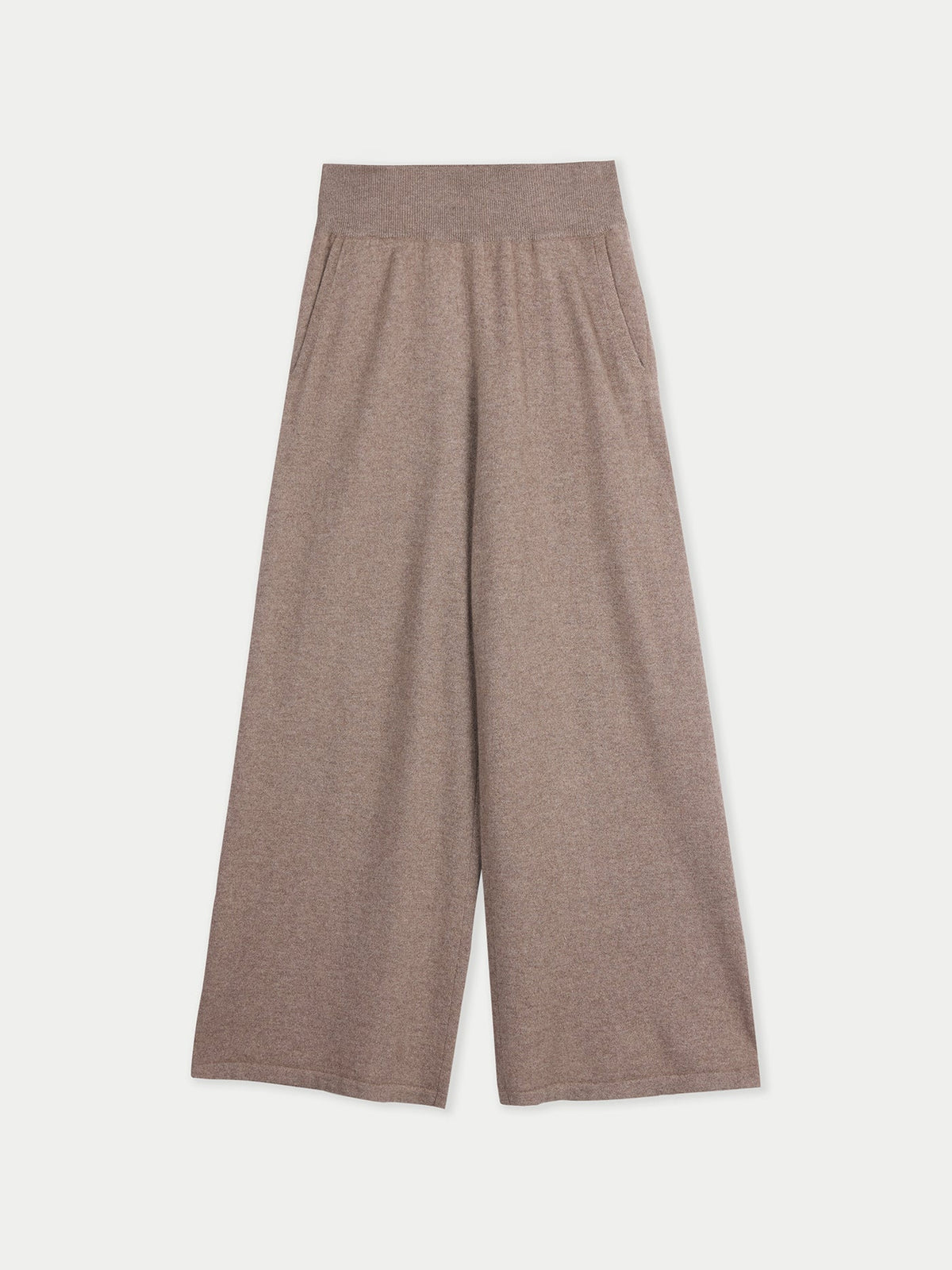 Wide-leg Cashmere Pants — Taupe