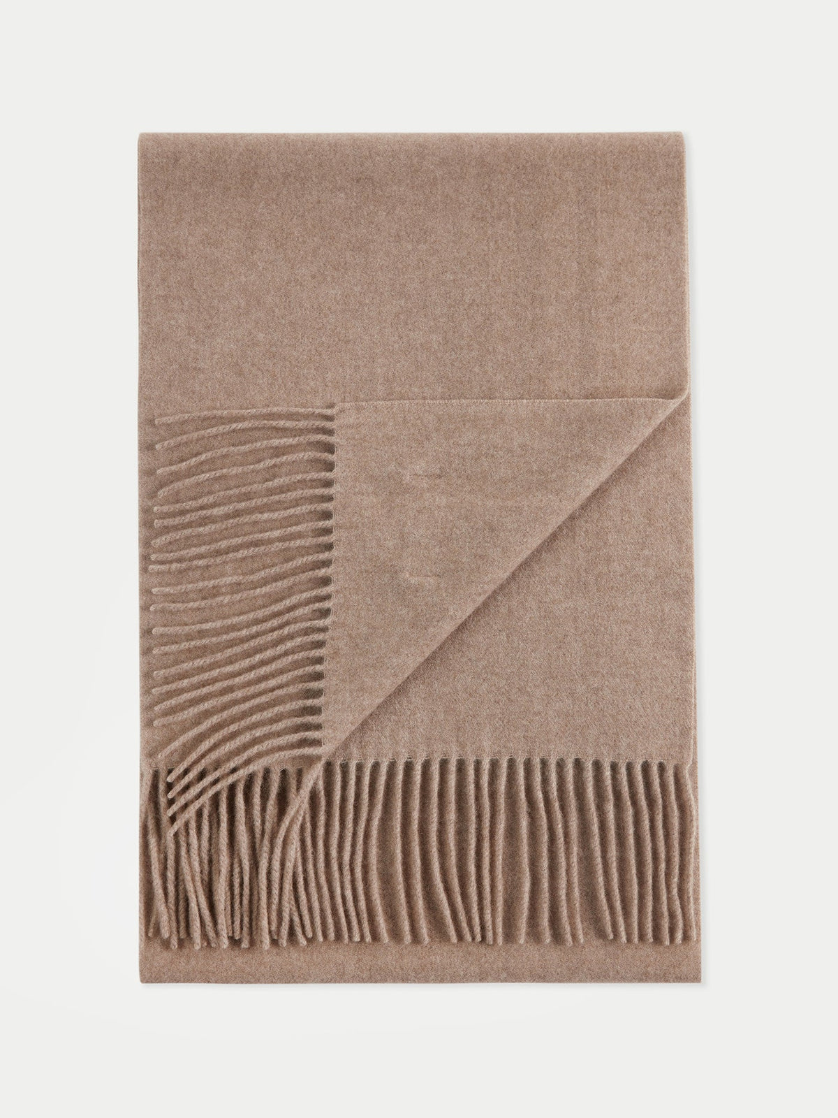 Cashmere Fringed Scarf — Taupe