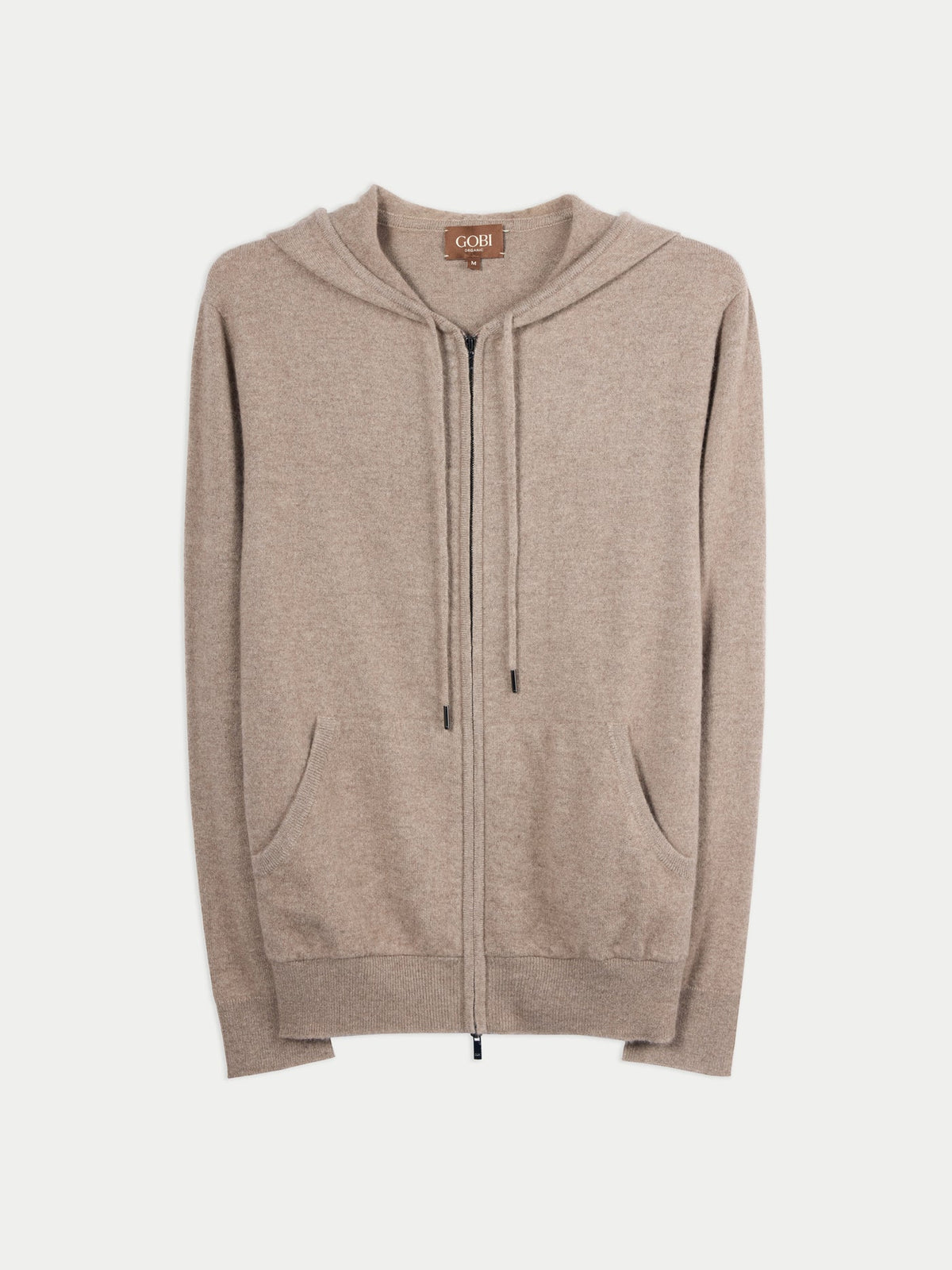 Men's Zip-up Cashmere Hoodie — Taupe