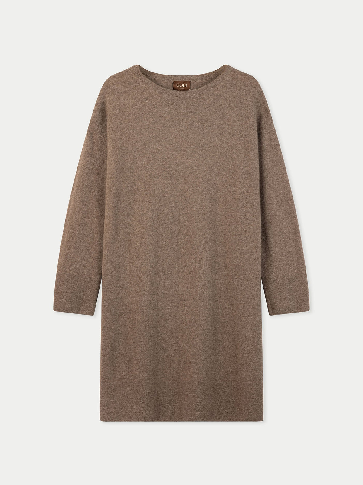 Seamless Crewneck Cashmere Dress — Taupe