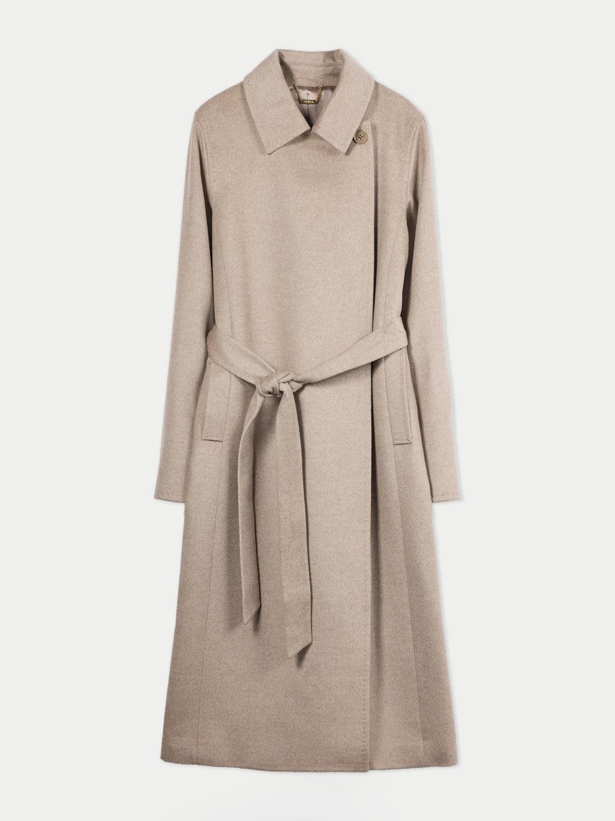 Cashmere Wrap Coat With Belt — Taupe