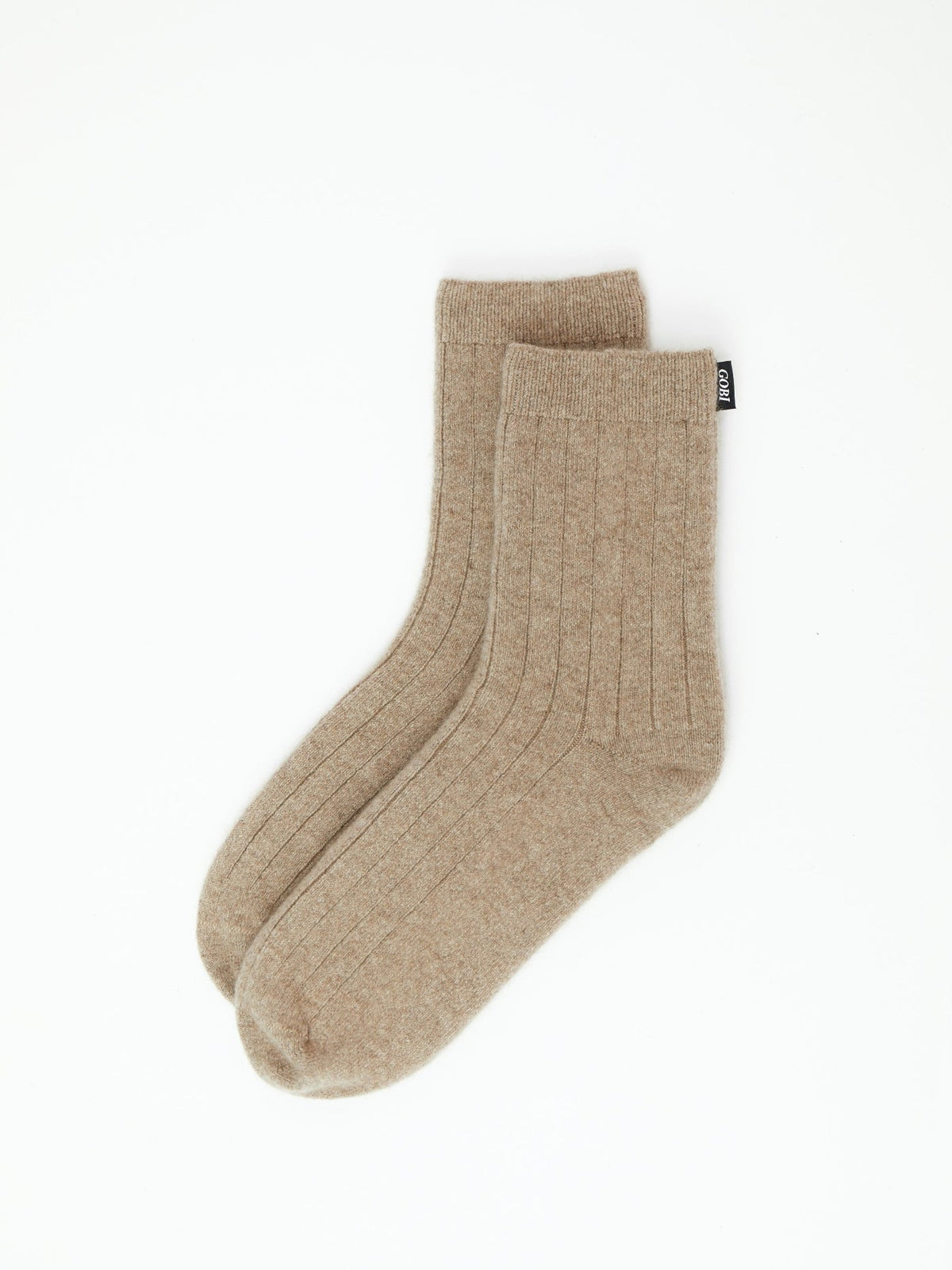 Unisex Cashmere Trim Knit Bed Socks — Taupe