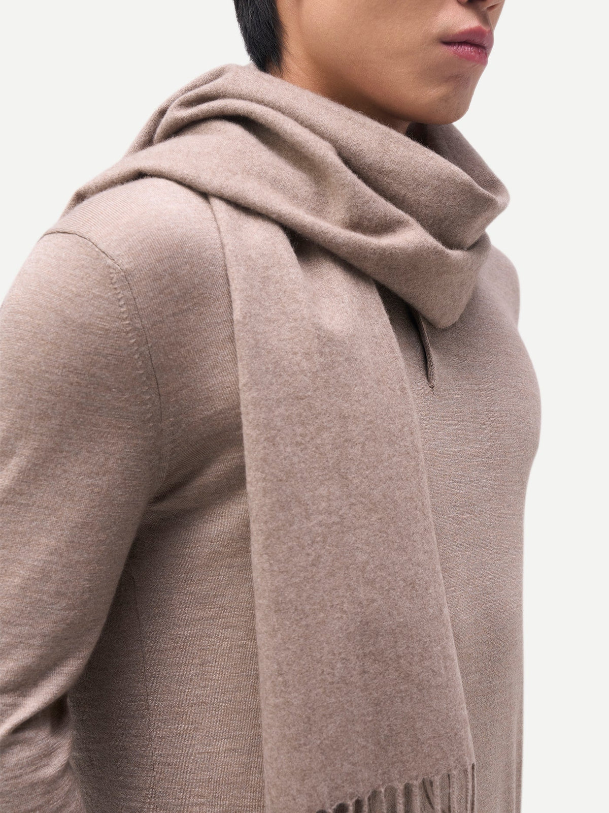 Cashmere Woven Scarf — Taupe